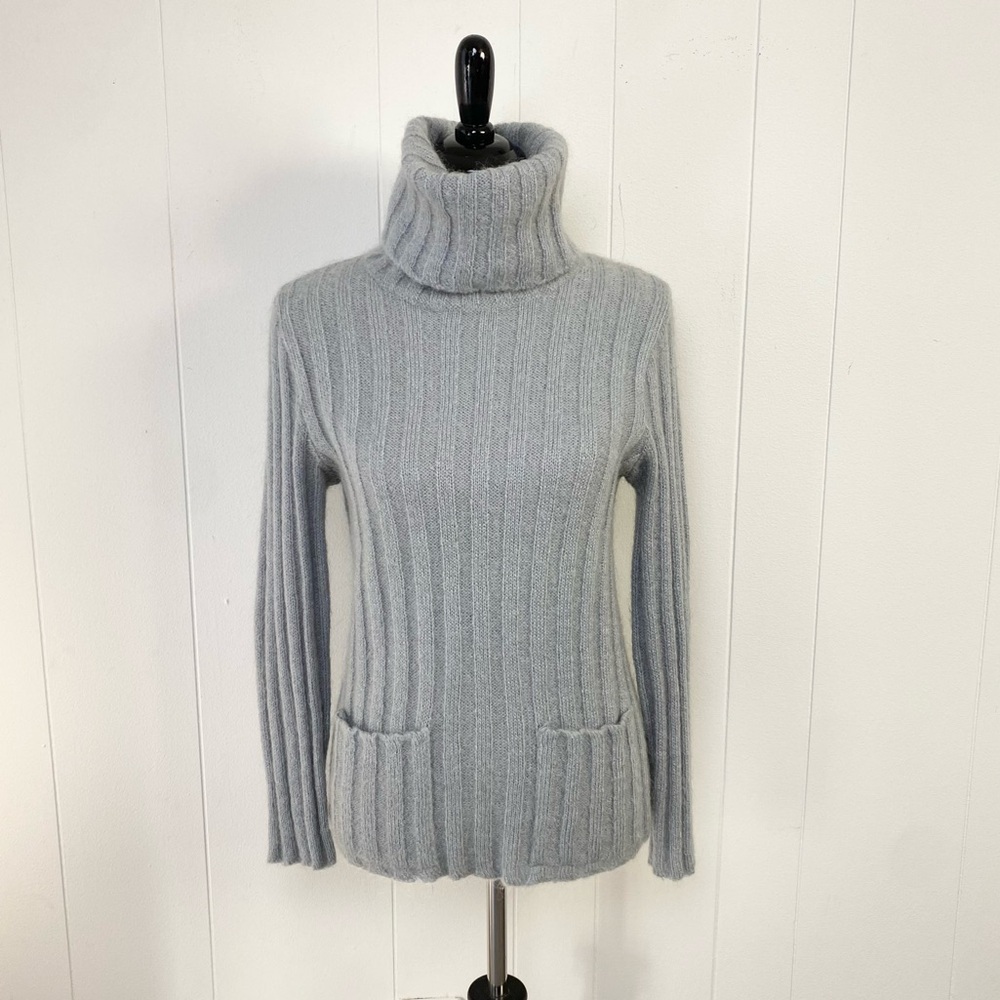 Adrienne For SW1 Made In Italy Gray Ribbed Turtleneck‎ Sweater Top Size Large